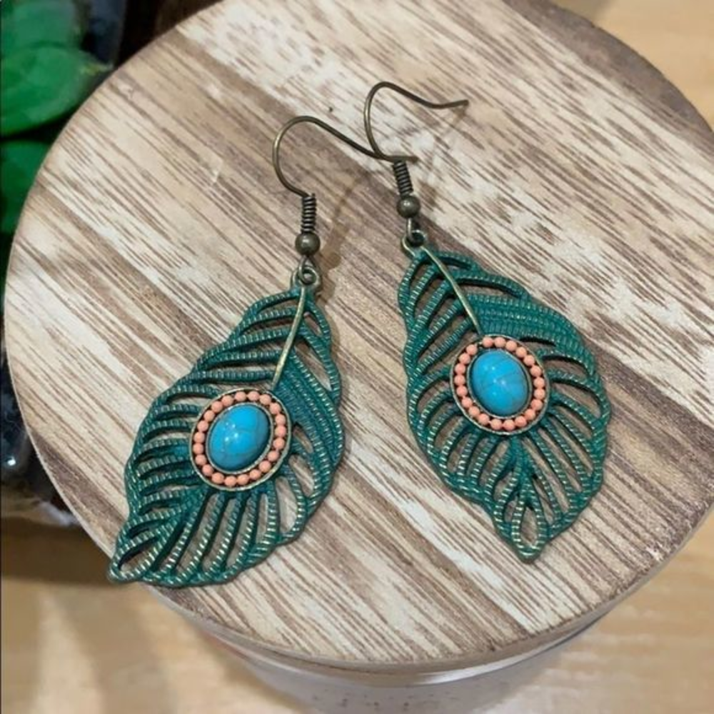 2 for $15 drop‎ leaves earrings